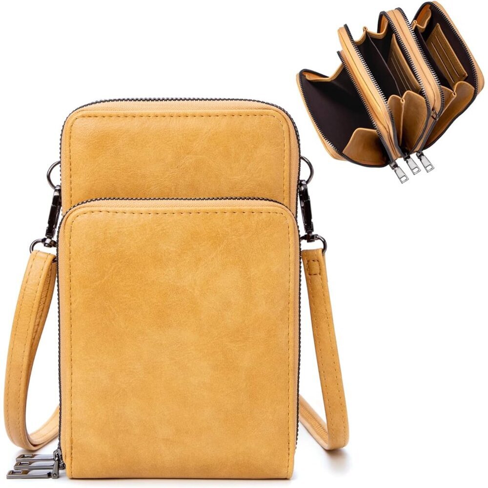 Leather Small Crossbody Bag Women Mini Shoulder Purse With Card Slots